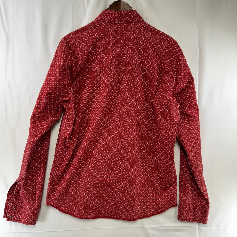 Wrangler Western Shirt Mens Large Red Geometric Pearl Snap Retro 112375546 - Picture 7 of 9